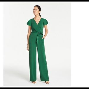 Ann Taylor Petite Flutter Sleeve Wrap Jumpsuit